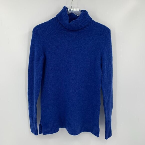 J Crew turtleneck tunic sweater cobalt bright blue cozy wool blend women XS - Picture 2 of 5